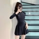 thumbnail image 5 of Traje de baño de un solo cuerpo de manga larga para mujer, traje de baño de un solo cuerpo que cubre el vientre, adelgazante, conservador, deportivo, súper hada ins, viento, aguas termales, 5 of 6