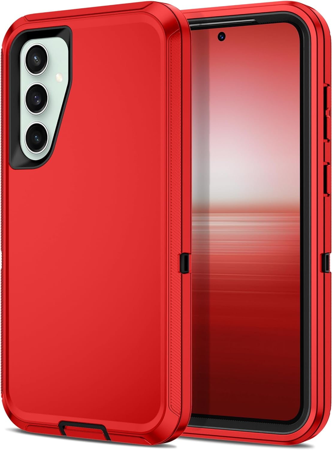 Designed for Samsung Galaxy S24 Heavy Duty Case, Triple Layer Protection Shockproof Dropproof Dustproof Anti-Scratch Phone Case Cover for Samsung Galaxy S24,Red