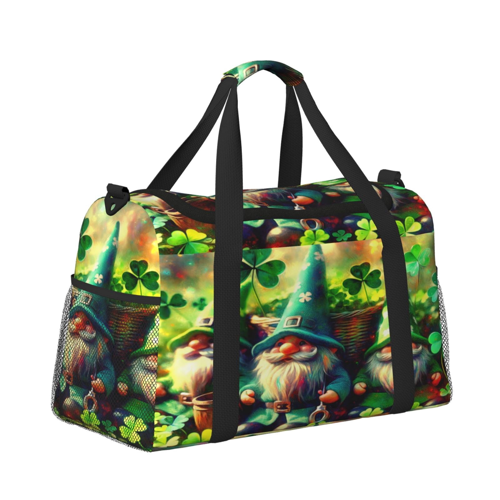 Fuzoiu St. Patrick's Day USA Flag Print Travel Duffle Bag,Carry On Tote Bags,Duffel Bag,Sport Gym Bag, Hospital Bag for Labor and Delivery, Overnight Bag,Luggage Bag