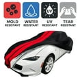 thumbnail image 2 of t 302016-2023 Mazda MX-5 Miata Indoor/Outdoor Car Cover - Ultraguard Plus Water Resistant 300 Denier Protection - Custom Fit Black with Red Stripes, 2 of 7