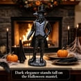 thumbnail image 3 of Gothic Raven Figurine, Black Crow with Top Hat, Dark Academia Tabletop Ornament for Halloween Mantel Shelf Vintage Home Display, 3 of 5