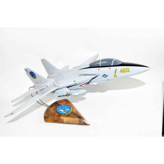 VF-124 Gunfighters F-14a Tomcat Model, 1/42 (18") Scale, Mahogany, Navy, Fighter