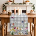 thumbnail image 2 of Table Runner 60 Inches Long for Kitchen Dining, Wildflowers Dresser Scarf Farmhouse, Dining Table Decorations for Wedding/Parties, Spring Watercolor Tulip Floral Leaf Grey Plaid 13 x 60 In, 2 of 8