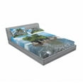 thumbnail image 3 of Balinese Bedding Set with Sheet & Covers, Tanah Lot Building Bali Island Wavy Ocean Historic Architecture Heritage Picture, Printed Bedroom Decor 2 Shams, 4 Sizes, Green Blue, by Ambesonne, 3 of 3