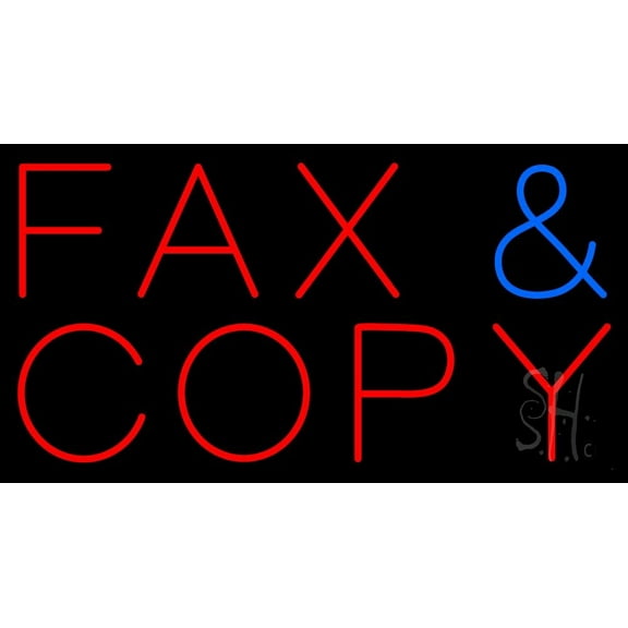 Fax Copy LED Neon Sign 13 x 24 - inches, Clear Edge Cut Acrylic Backing, with Dimmer - Bright and Premium built indoor LED Neon Sign for Computer & Electronics store decor.
