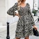 thumbnail image 3 of Vestido De Mujer Mini vestido de fiesta con estampado floral de manga larga para mujer Slim Fit Casual Streetwear Suit Ygjytge Xl Negro para Mujer, 3 of 6