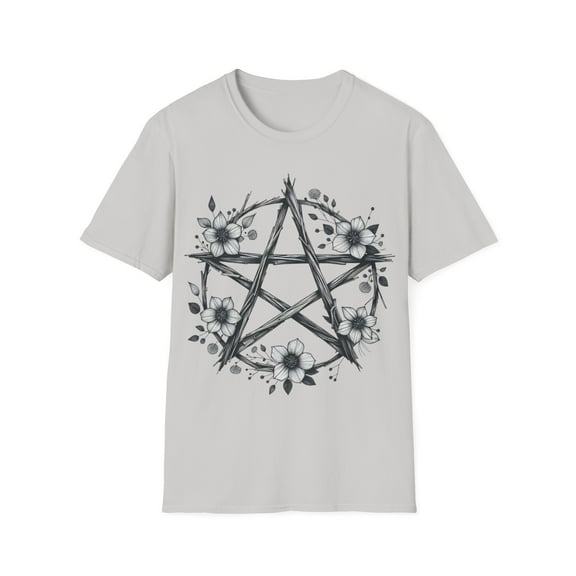 Pentagram Tee with Floral Design - Five Color Choices