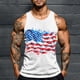 thumbnail image 1 of Camiseta sin mangas de cuello redondo para hombre, con estampado del Día de la Independencia, cuello redondo, estilo informal, deportiva, para hombre, 1 of 5