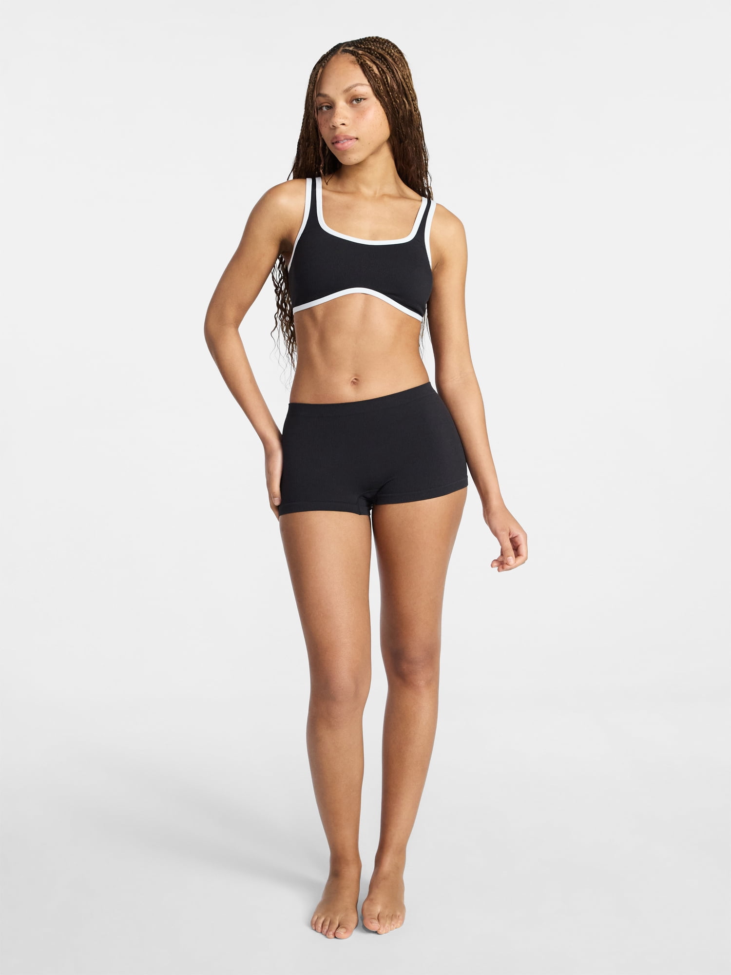 No Boundaries Seamless Scoop Neck Bralette & Boyshort Set, 2-Piece, Women's XS-XXXL