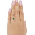 thumbnail image 3 of Halo Oval Engagement Ring Round Green Emerald CZ 925 Sterling Silver Size 12, 3 of 3