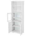thumbnail image 5 of Ktaxon 64" Tall Storage Cabinet Bathroom Linen Closet Storage Tower Kitchen Pantry Cabinet with 2 Open Shelves and 2 Cabinets with Glass Doors for Kitchen Living Laundry Room Bedroom, White, 5 of 15
