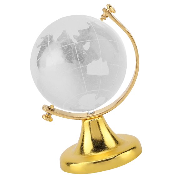 Mini Globe Desktop Decor, Crystal Decoration Round Earth Globe for Home or Office, World Map Glass Sphere Display for Shooting Photography Prop
