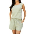 thumbnail image 2 of Htigea Women's 2 Piece Lounge Sets Summer Matching Outfits Short Sleeve Top and Shorts Loungewear Sale Green,XL, 2 of 6