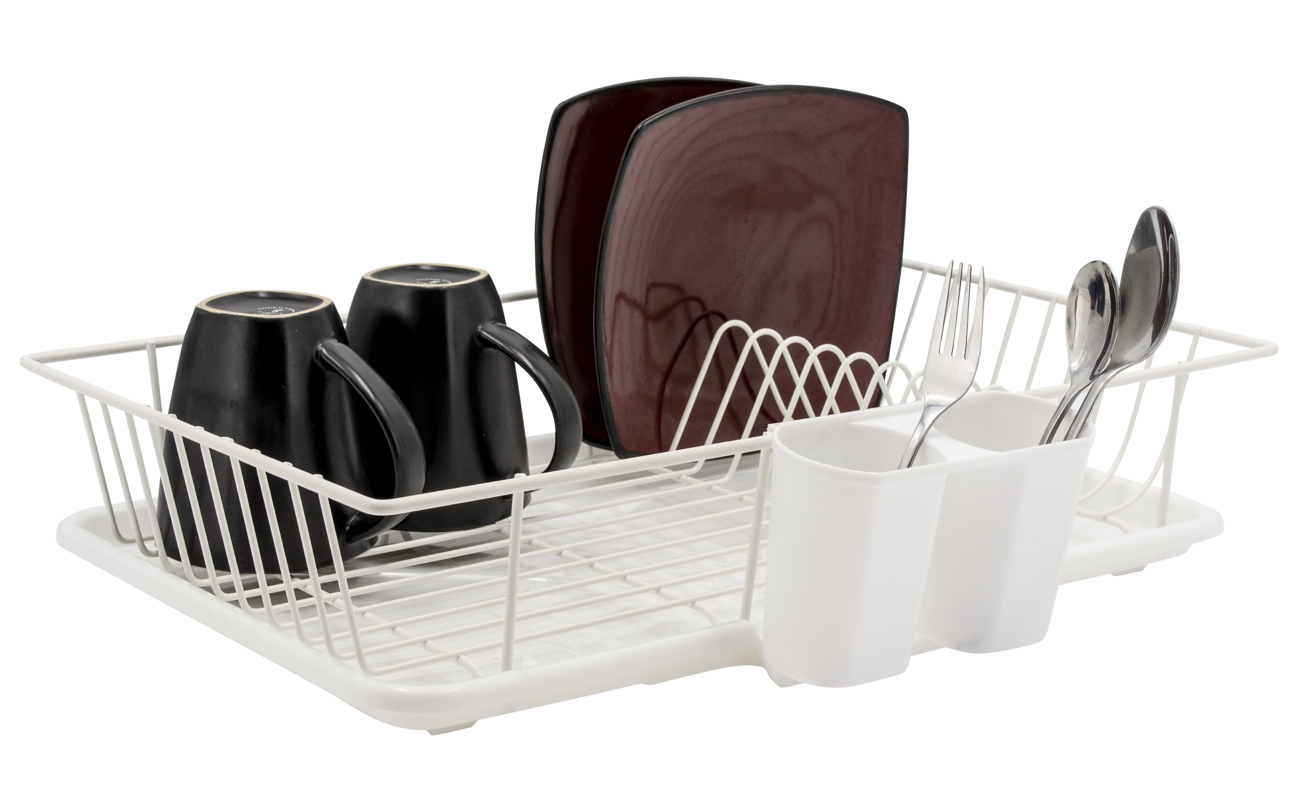 Dish Drainer Rack with Drain Mat | Stainless Steel Countertop Drying Stainless Steel Dish Drainer Tray