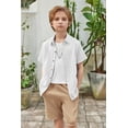 thumbnail image 4 of Arshiner Boys Summer Beach Outfits 2 Piece Casual Button Down Shirt and Shorts Set Vacation Texture Sets, 4 of 7