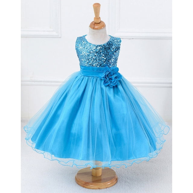 2021 Robe Fille Élégante Été Princesse Robes Enfants pour Filles Robe de Mariage Fleur Tout-Petit Performance Anniversaire Fête Robes