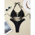 thumbnail image 2 of Top-kevin Two Piece Women's Triangle Bikini Sets Sexy Halter String Swimsuits Tie Lace Trim Bathing Suit Trendy Beach Swimwear, 2 of 5
