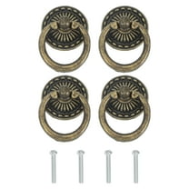 Single Hole Ring Pull 1.89x1.34" 4 Pcs Drawer Handles with Screws for Cabinet Wooden Box Case Wardrobe Cupboard Dresser Furniture Hardware Bronze Tone