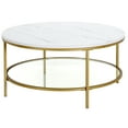 thumbnail image 3 of Evelyn&Zoe Sivil 36" Wide Round Coffee Table with Faux Marble Top, Gold, 3 of 9