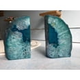 thumbnail image 3 of AMOYSTONE Dyed Teal/Aqua Agate Bookends Crystal Stone for Study Room Office Books Rack 4-6 lbs, 3 of 8