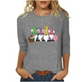 thumbnail image 1 of Blouse pour Femmes T-shirt Imprimé Col Rond de Pâques Manches 3/4 Col Rond Chandail, 1 of 1