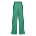 thumbnail image 6 of Womens Cotton Linen Pants Drawstring Waist Straight Leg Lounge Pants for Women Solid Color Slacks with Pockets, 6 of 8