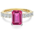 thumbnail image 3 of Gem Stone King 14K White And Yellow Gold Pure Pink Mystic Topaz and Lab Grown Diamond Engagement Ring for Women | 4.96 Cttw | Octagon 10X8MM | Gemstone November Birthstone | Size 8, 3 of 6