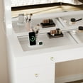 thumbnail image 5 of Uforic 8-Drawer Makeup Vanity Desk with Stool and Hollywood LED Mirror, White, 5 of 9