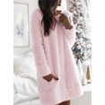 thumbnail image 3 of Women's Autumn and Winter Plush Dress Round Neck Simple Casual Straight Plush Dress Long Sleeve Dresses, 3 of 4