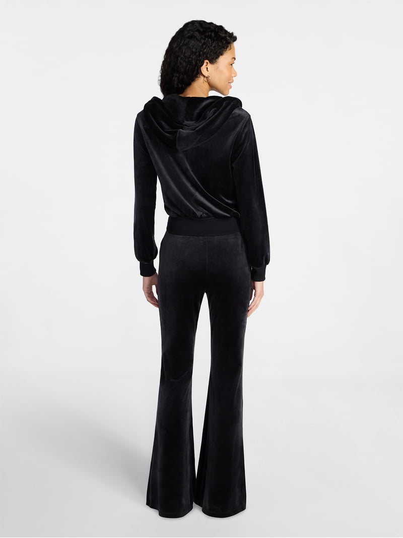 No Boundaries Velour Hoodie and Flare Pants Set, 2-Piece, Women's