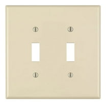 Leviton PJ2-A 2-Gang Toggle Switch Wall Plate, Midway Size Cover, Unbreakable Thermoplastic, Almond