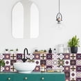 thumbnail image 5 of 24 Pcs Purple Moroccan Tile Decals, Pink Kitchen Bathroom Wall Tile Decals Peel and Stick Tile Transfers Decals (15cm x 15cm), 5 of 5