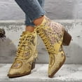 thumbnail image 3 of Mepaouo Womens Cowboy Boots Vintage Floral Embroidered Ankle Booties Block Heel Lace up Western Chelsea Shoes, 3 of 7
