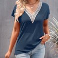 thumbnail image 4 of Camiseta informal para mujer camisetas de Color sólido blusa con ribete de encaje ropa de playa FLhrweasw Nuevo, 4 of 7