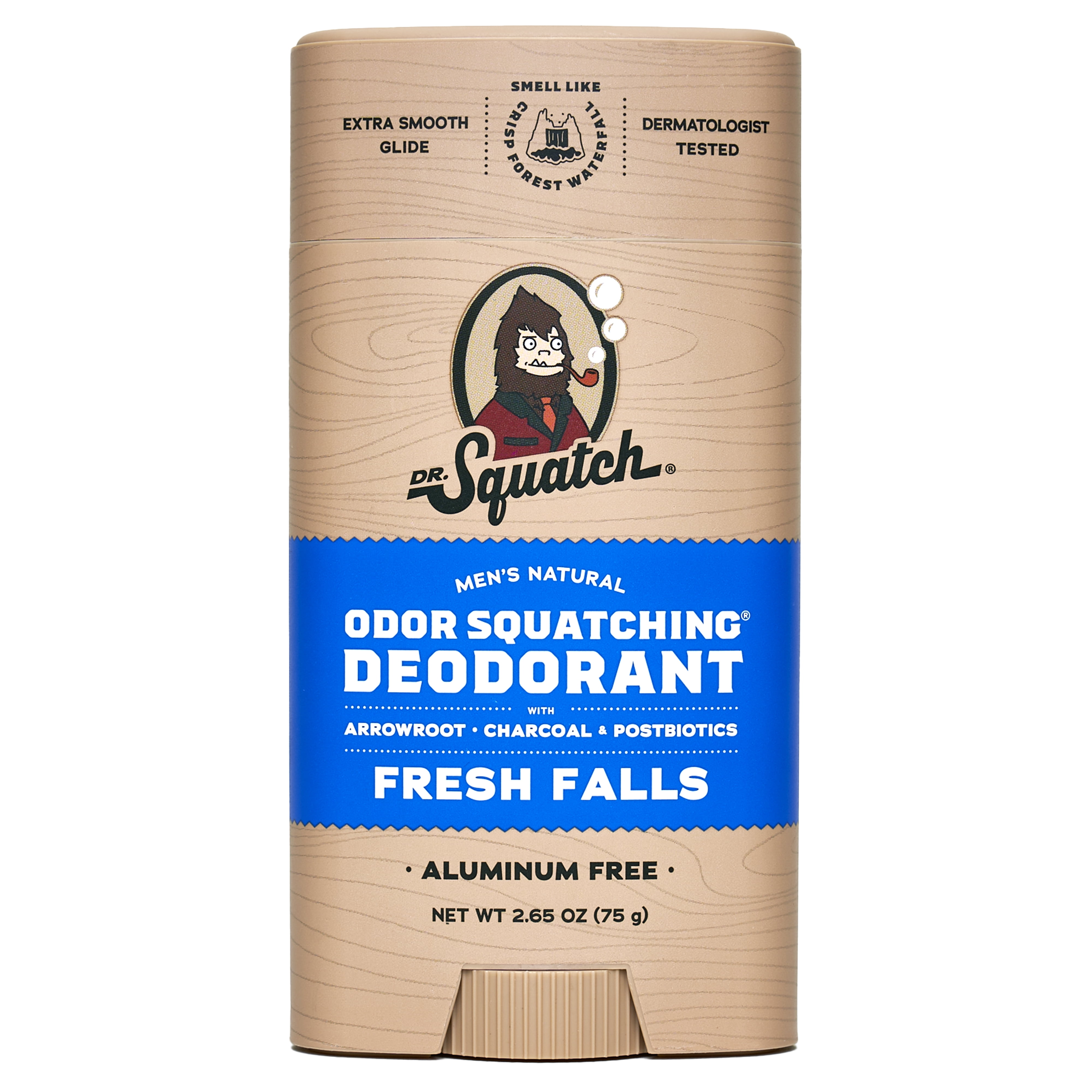 Dr. Squatch Mens Aluminum Free Deodorant, Natural Deodorant for Men, Fresh Falls, 2.65 Oz