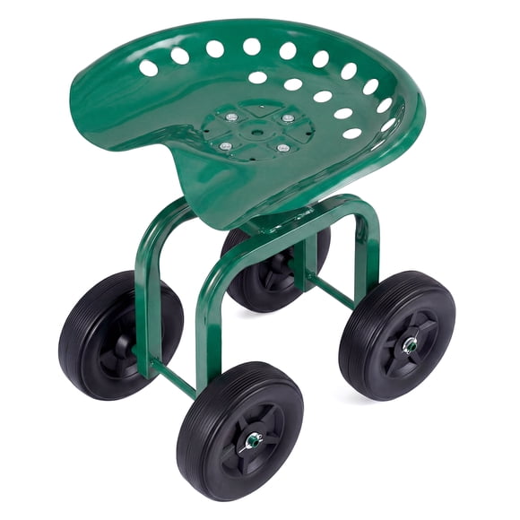 Costway Rolling Garden Cart Heavy Duty Workseat with 360° Swivel Seat & Adjustable Height