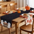 thumbnail image 5 of Fall Table Runner Thanksgiving Harvest Pumpkin Spooky Table Runners Cute Ghosts Horror Night Cotton Linen Dresser Scarf Kitchen Dining Table Decor for Fall Holiday Party Decor 13x72 Inch, 5 of 9