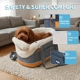 thumbnail image 6 of Center Console Dog Car Seat for Small Dogs & Cats, Elevated Plush Pet Car Seat with Safety Leash, Washable Carrier, Fits Front Vehicle Console (Up to 10 lbs, Cream White), 6 of 7