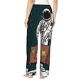 thumbnail image 3 of Disketp Astronaut Traveler With Suitcase Print Women'S Comfy Pajama Pants Casual Drawstring Palazzo Lounge Wide Leg Pants, 3 of 9