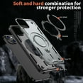 thumbnail image 2 of 360° Rotatable Magnetic Ring for iPhone 15 Case, Compatible with MagSafe [Non-Slip Texture Edge] [Built-in Kickstand] [Military Shockproof] Matte Soft TPU Bumper Ultra Slim, Gray, 2 of 5
