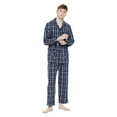 thumbnail image 4 of GLOBAL Men's Long Sleeve Plain Weave Pajama Set Cotton Sleepwear Comfy Loungewear Navy Plaid XXL, 4 of 7