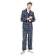 thumbnail image 4 of GLOBAL Conjunto de Pijama de Tejido Liso de Manga Larga para Hombre, Ropa de Dormir de Algodón, Ropa de Dormir Cómoda, Cuadros Azul Marino M, 4 of 7