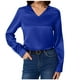 thumbnail image 3 of Talla grande Tops de tallas grandes,Blusa informal de poliéster con cuello en V y manga larga para mujer, color liso, largo normal, para uso diario, sopatenor, 3 of 8