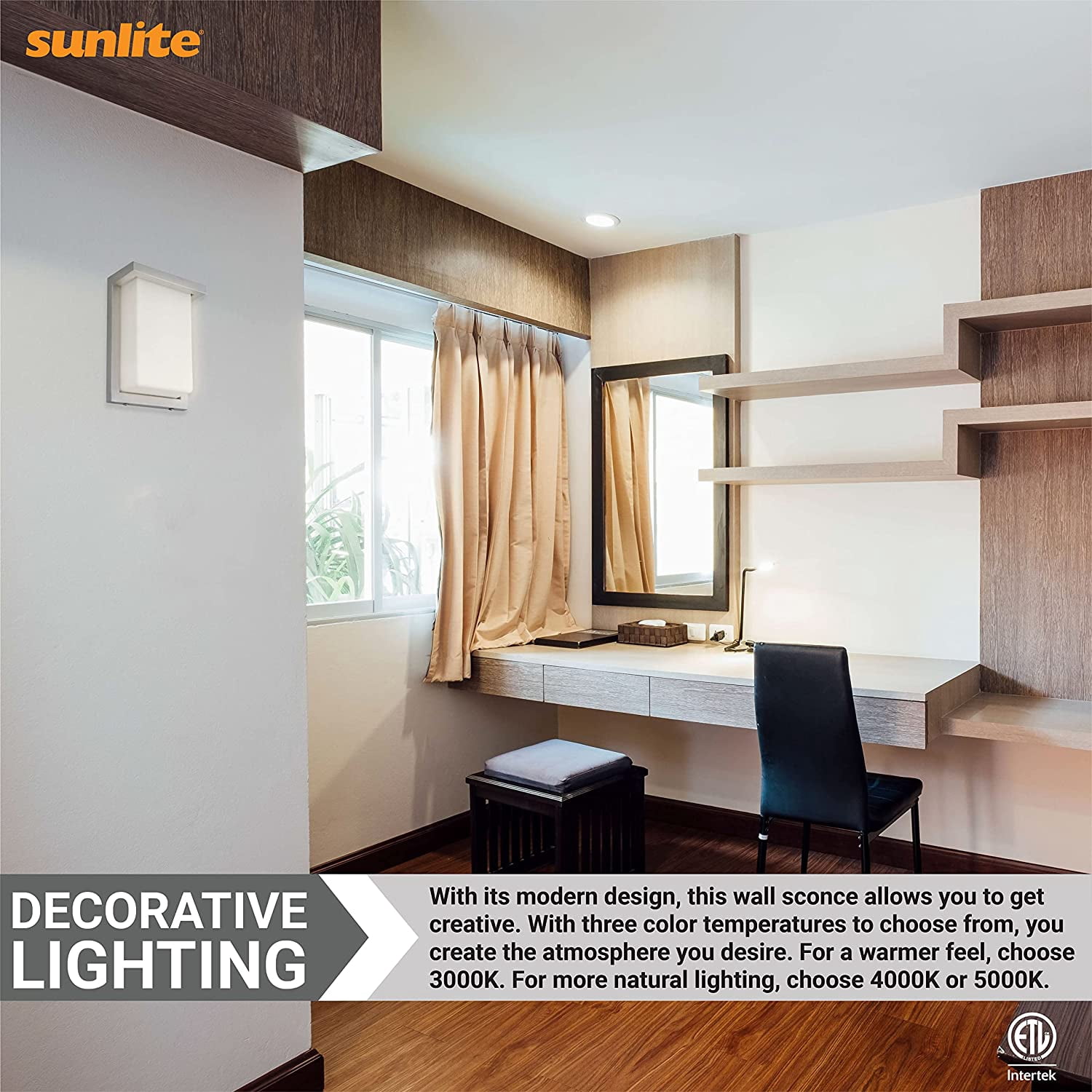 Sunlite 8-in 12w Silver Finish Outdoor Modern Wall Sconce Light Fixture