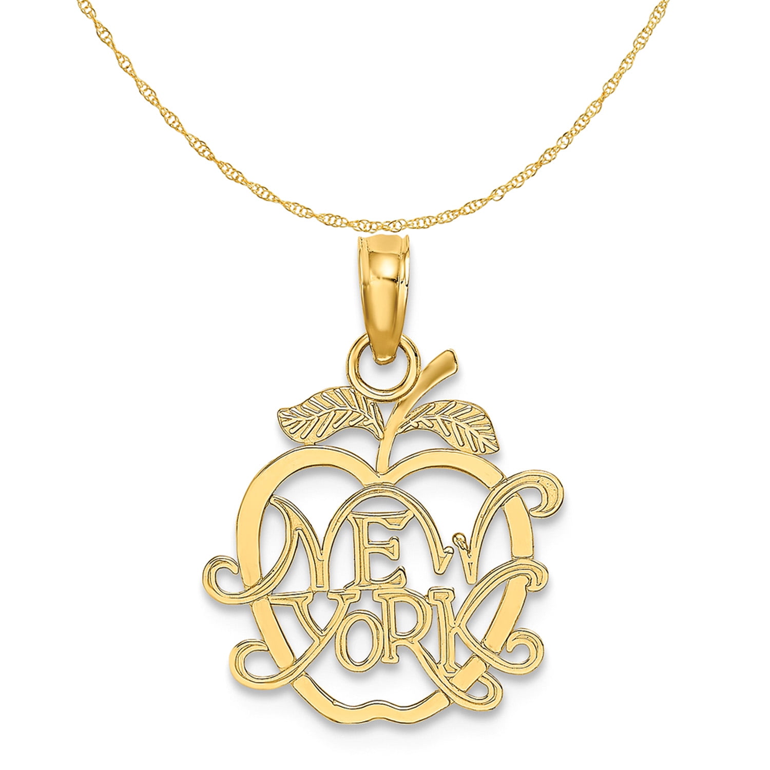 Carat in Karats 14K Yellow Gold New York In Apple Cut-Out Pendant 