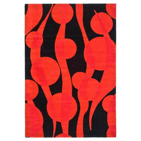 SAFAVIEH Soho Josie Abstract Wool Area Rug, Black/Red, 5' x 8'