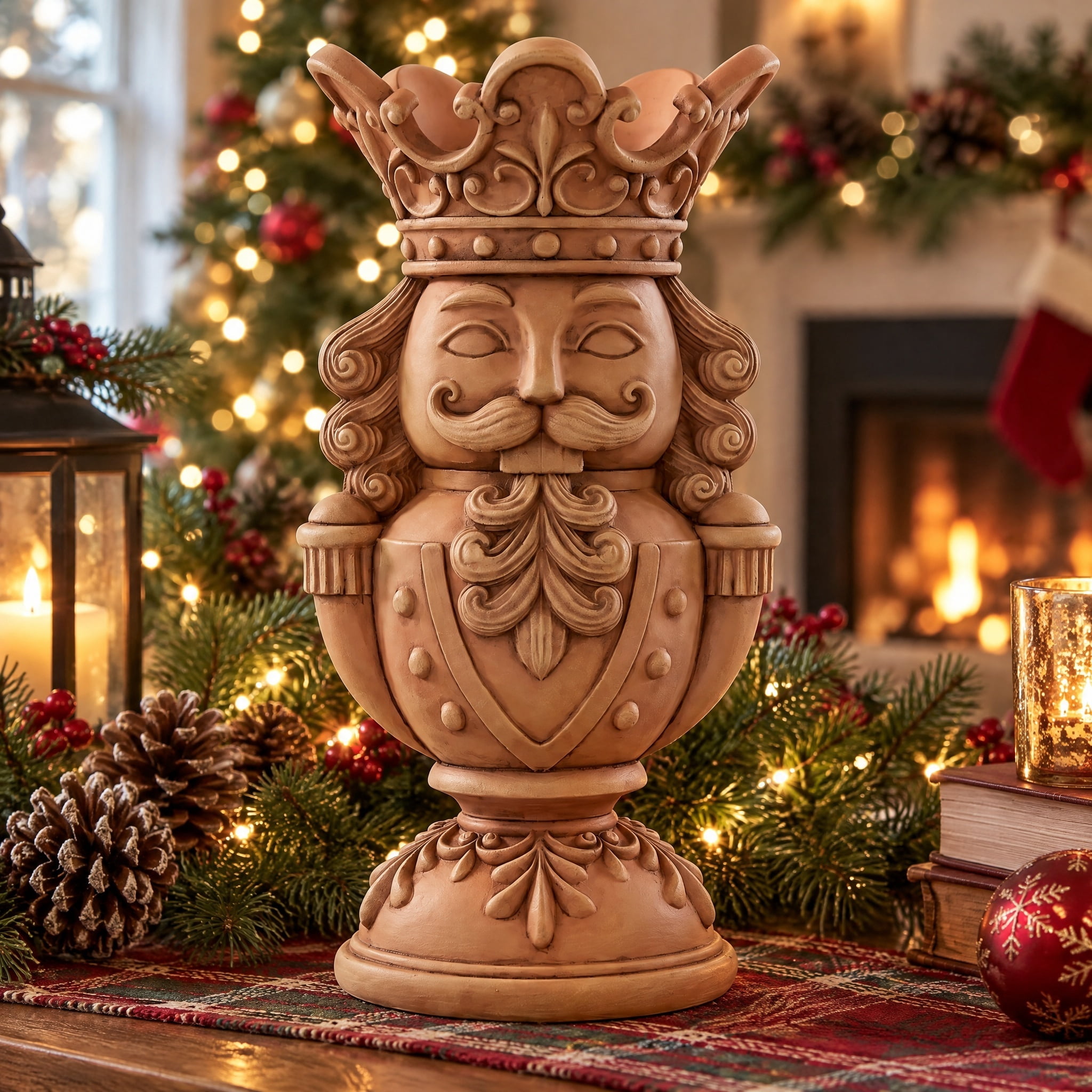 Brown Polyresin Nutcracker Christmas Pillar Candle Holder, 8.8", by Holiday Time