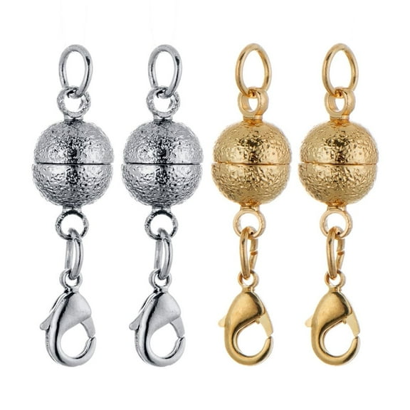 Zpsolution Magnetic Jewelry Clasp for Bracelet Necklace 8mm Nail Sand Scrub Finishes Round Design Gold/Silver Color
