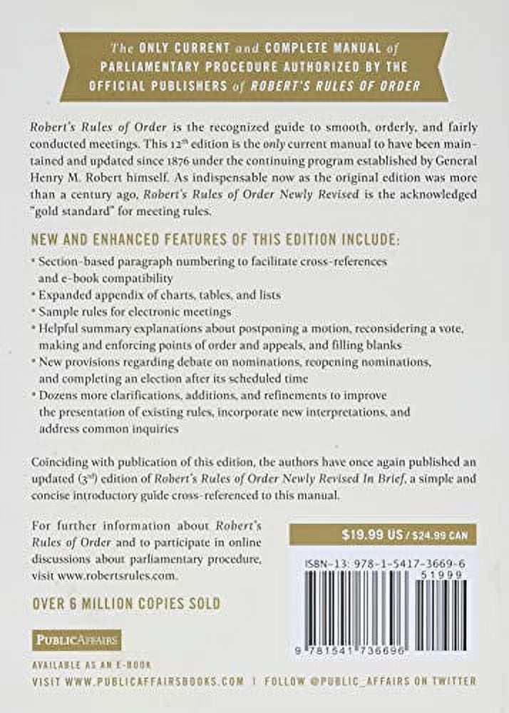 Newly Revised 12th Edition - Official Robert's Rules of Order Website