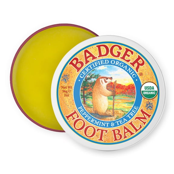 Badger Energizing Foot Balm with Peppermint, Tea Tree & Certified Organic Ingredients, 2 oz